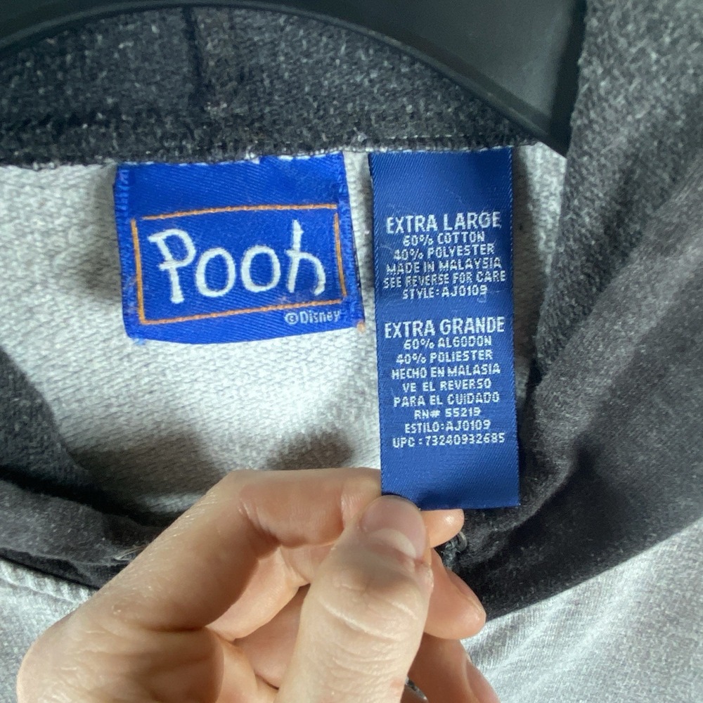 Vintage Y2K Disney Winnie the Pooh Gray Fleece Zip Hoodie XL Good Sport - Picture 2 of 7
